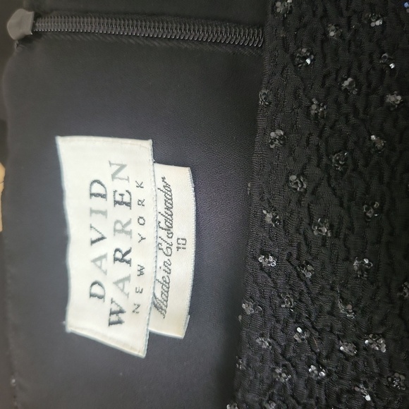 Vintage David Warren Black Sequined Bodice Spaghetti Strap Cocktail Dress Size10 - Picture 7 of 7